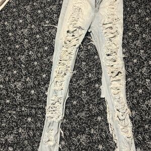 Fashion Nova Blue Skinny Distressed Jeans